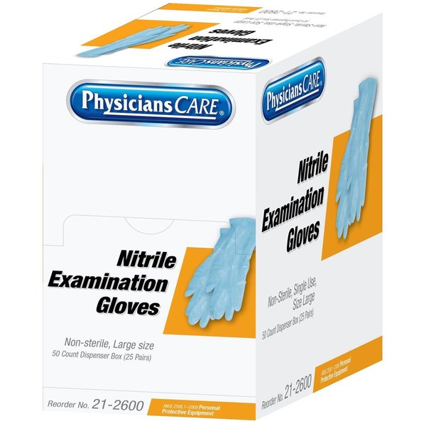 First Aid Only Nitrile Exam Gloves, Nitrile, L 21-2600